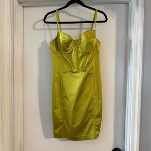Marciano Lime Satin Mini Dress